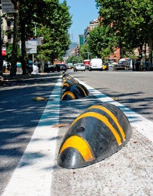 séparateurs de voie cyclable Zebra dans les rues de Barcelone