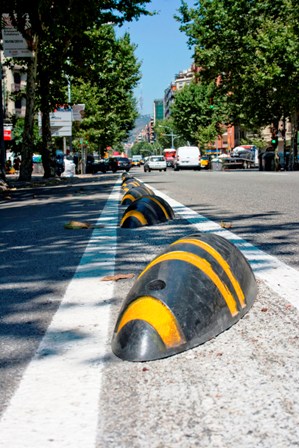 séparateurs de voie cyclable Zebra dans les rues de Barcelone