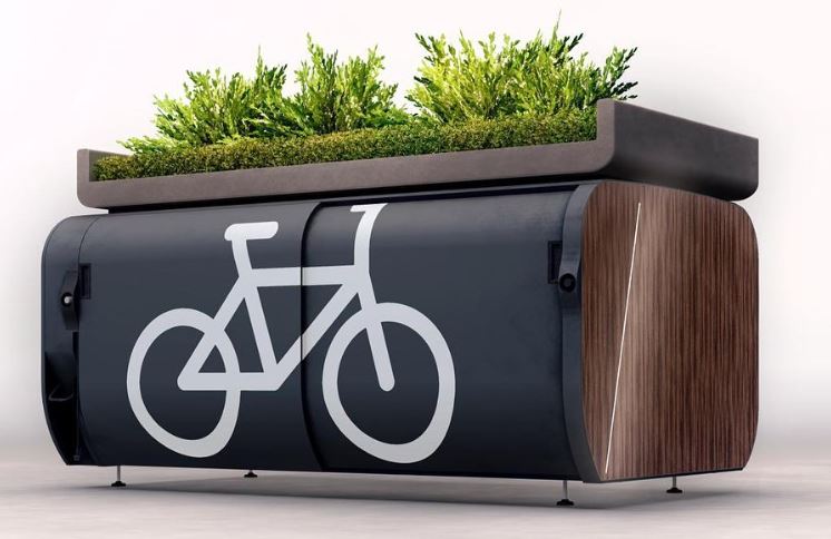 abri vélo d'Altinnova avec toit végétalisé pour New York 