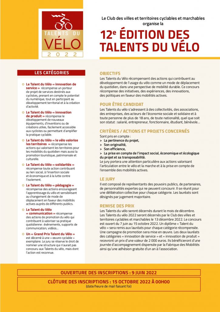 flyer Talents du vélo 2022