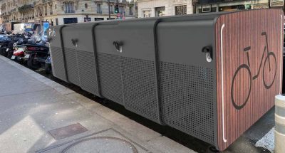 secure bicycle box with 6 individual ALTAO UniPod spaces
