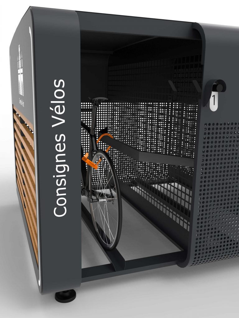 box ALTAO Unipod avec vélo attaché avec antivol