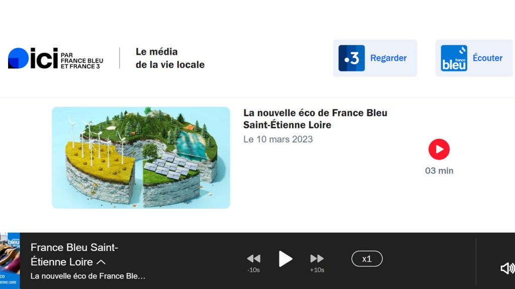 Page d'accueil de l'émission "La nouvelle éco" pour la radio France Bleu  Saint Etienne Loire