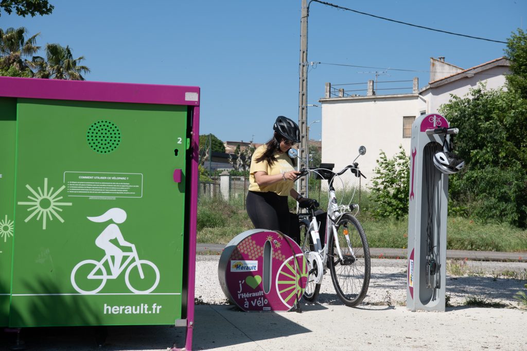 une des Haltes vélos département de l'hérault