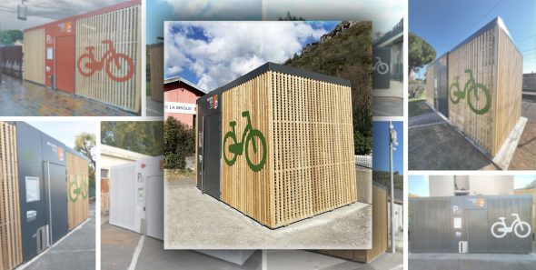 différentes consignes vélos Abri Cigogne® dans les gares de la Région Sud