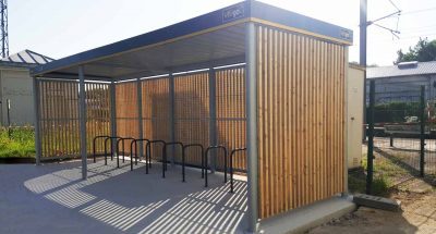 ALTAO Open bike shelter with flat roof