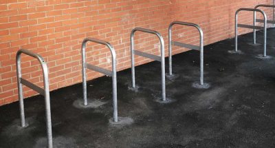 Galvanised A-shaped urban hoops for parking bicycles