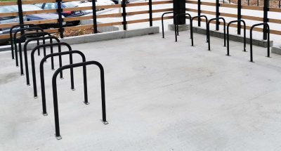 Urban U hoops knocked over in a bike park