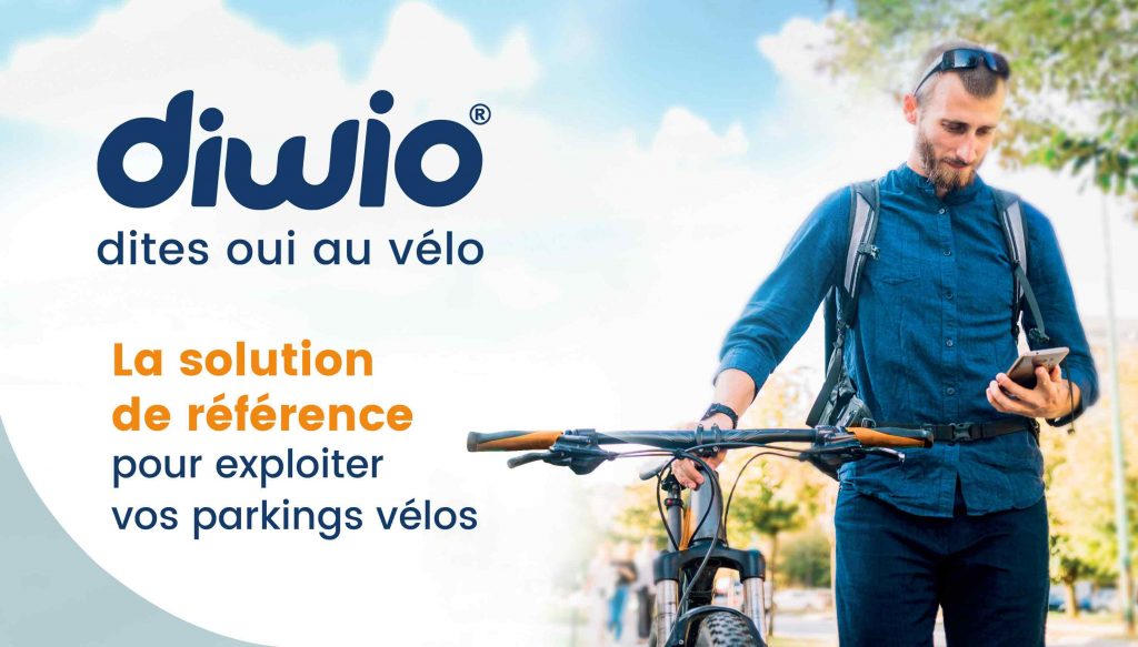 Visuel Diwio montrant un cycliste avec son téléphone mobile