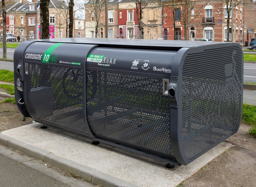 premier abri vélo fermé ALTAO Pod à disposition des cyclistes d'Amiens