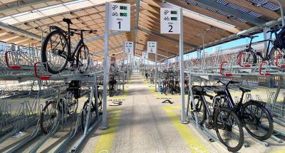 Bike shed installed by Altinnova at Gare du Nord in Paris