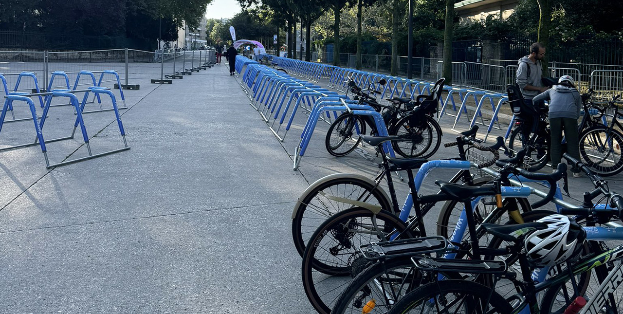 event bike parking installed at the Paris 2024 Olympic Games