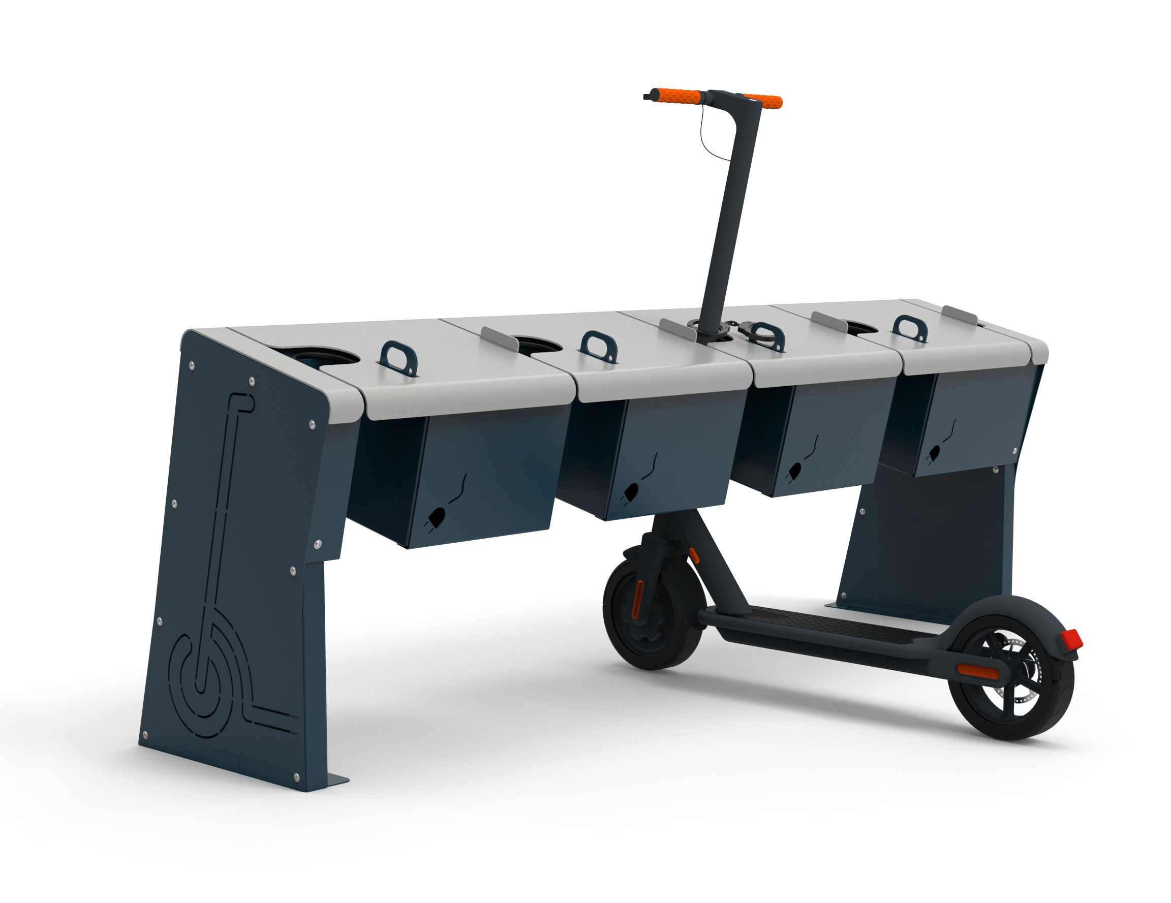 Rack de recharge et stationnement pour trottinettes électriques
