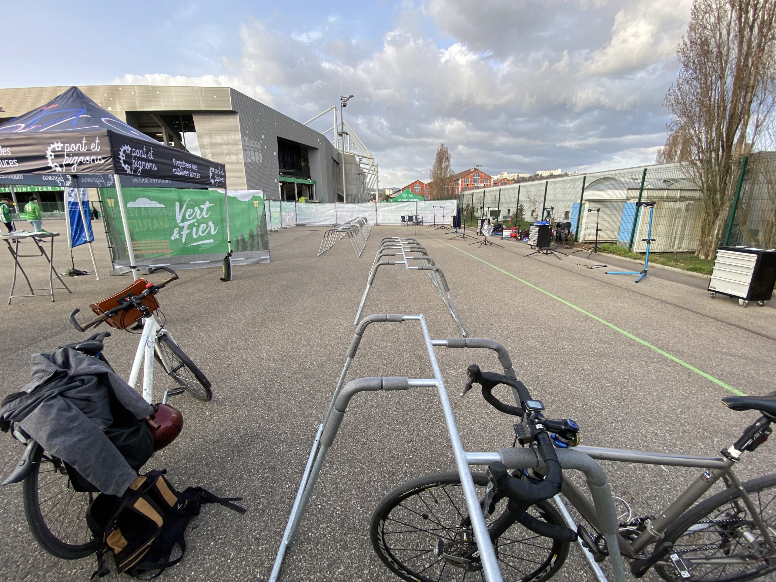 event bicycle parking at a football match in Saint-Etienne