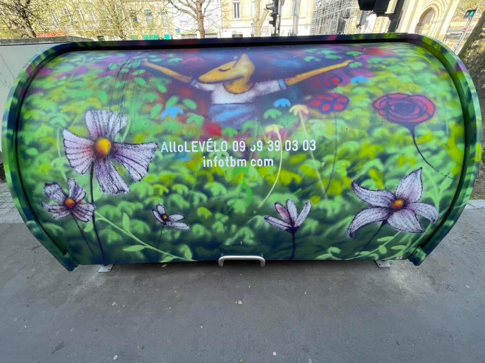 ALTAO Cover cycle shelter, customised by the artist Selor
